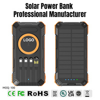 Batería Externa Solar Personalizada de Fábrica de 30000mAh 4 en 1, Baterías Externas Solares Inalámbricas Portátiles de Alta Capacidad para Exteriores con Cable