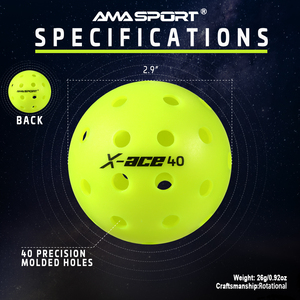 X-Ace 40 Custom Logo <strong>Pickleball</strong> <strong>Balls</strong> USAPA Approved 40-Hole PE <strong>Balls</strong> <strong>for</strong> Outdoor Training and Entertainment - Product Image 2