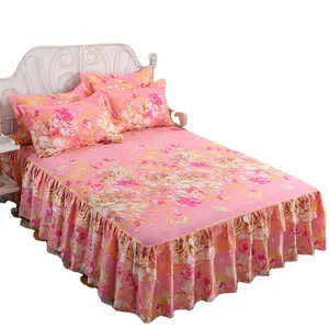 China New Design Custom Durable Cheap Price Graceful Printed Bed Sheet With Skirt