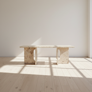 Tavolino da Caffè Newstar Kunis in Marmo Breccia Beige, Design Moderno Rettangolare, Marmo Ceppo <span class=keywords><strong>Romano</strong></span>, Arredamento per Soggiorno - Product Image 2