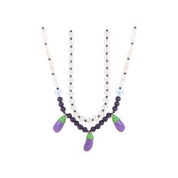 Collier Bohème Fait Main en Perles et Breloques Aubergine Imitation Perle pour Femme
