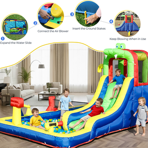 Comercial niños fiesta húmedo seco inflable Casa de rebote tobogán de agua gorila Combo con <span class=keywords><strong>piscina</strong></span> de salpicaduras, escalada, soplador, cesta, Diana - Product Image 6