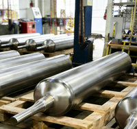 Rouleau industriel robuste en acier inoxydable 316 poli miroir avec roulement à rouleaux et roulement à billes, neuf, directement de l'usine