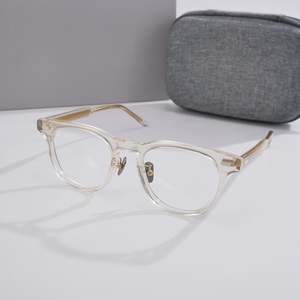 Vintage Round Square <b>Glasses</b> Frame for Men <b>Women</b> <b>Clear</b> Crystal Acetate Eyeglasses Adjustable Metal Nose Pads Anti Blue Light - Product Image 1