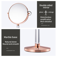 Miroir de Comptoir Cosmétique Rond en Métal, Direct Usine, Double Face (1X et 10X Grossissement), avec Décor en Cristal Transparent, Sans Lumière LED
