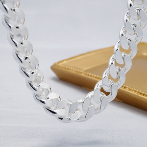 Joyería Fina Inoxidable Para Hombre, Cadenas De Plata Italiana 925, Grandes y Sencillas De 10 mm - Product Image 4