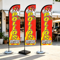 Drapeau de plage en plumes, vente en gros, bannière personnalisée tricotée double face 130G pour la promotion de la vente de poulet frit