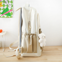 Ensemble de sacs à dos scolaires imperméables blancs tendance 5 pièces pour les élèves du collège, design mignon, capacité de 20 à 36 L, unisexe