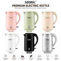 Bouilloire électrique en acier inoxydable 2,0 L 1500 W avec arrêt automatique, maintien au chaud et protection anti-ébullition à sec, vente en gros OEM pour hôtels, certifiée CE CB LFGB