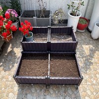 Jardinière rectangulaire surélevée en rotin PP écologique, durable et légère, avec roulettes