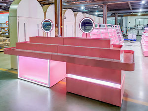 <span class=keywords><strong>Vitrine</strong></span> cosmétique moderne pour salon de beauté, meuble de présentation personnalisé avec éclairage LED couleur, mobilier de magasin de soins de la peau, solution complète d'aménagement. - Product Image 6