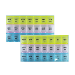 Customization Stock Plastic Product Medicine Case Portable 7 Day Pill Organizer 21 Cases Weekly Pill Boxes for Storage