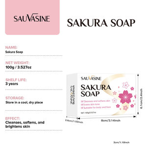 สบู่ซาวาซีน ยอดขายดี ผลิตตามสั่ง (OEM) ทำความสะอาดล้ำลึกและบำรุงผิวให้นุ่มชุ่มชื้น กลิ่นเชอร์รี่บลอสซัม 100 กรัม - Product Image 5