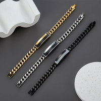 Bracelet pour homme en acier inoxydable 316L personnalisé, gravé, plaqué or 14k 18k, chaîne à maillons tendance pour homme