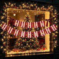 DAMAI Frohe Weihnachten Banner Papiergirlande mit Schleifen Weihnachts-Dekoration für Fenster Kamin Hängedekoration Weihnachtsparty-Zubehör