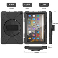 Étui en silicone robuste avec bandoulière et dragonne pour Amazon Kindle Fire 10 pouces 2021 Nouveauté