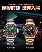Montre Mark Fairwhale 5031 originale pour homme, montre de luxe en acier inoxydable, design décontracté et amusant, montre-bracelet à quartz avec roulette