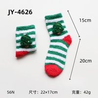 Chaussettes décontractées douillettes en polaire corail 3D pour femme Jiayao, à faible MOQ, avec motifs Père Noël, Bonhomme de neige et Élan, pour Noël