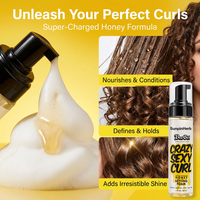 Mousse coiffante bio à tenue forte au miel pour cheveux bouclés/ondulés/frisés - Fini lisse et brillance naturelle