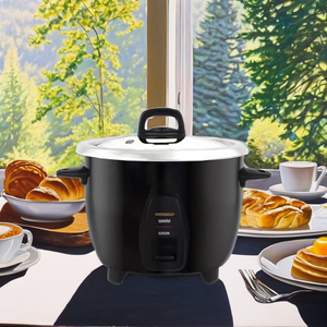 Pentola elettrica per riso in acciaio inossidabile con capacità da 10 tazze (5 tazze poco cotta), il colore nero per le zuppe include il misurino - Product Image 6