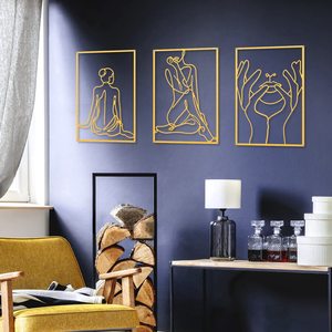 Decoración de pared con acentos modernos de Metal para el hogar, escultura 3D <span class=keywords><strong>minimalista</strong></span> abstracta para sala de estar, decoración de pared artística de lujo para el hogar - Product Image 2