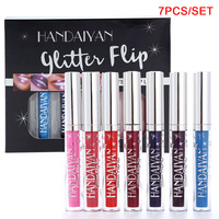 Rouge à lèvres liquide mat de haute qualité brillant à lèvres métallique 7 pièces ensemble rouge à lèvres boîte d'emballage cadeau