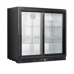 Réfrigérateur à bar coulissant encastrable en acier inoxydable, refroidisseur de bar commercial avec 2 portes vitrées, hauteur personnalisable, contrôle numérique - Product Image 1