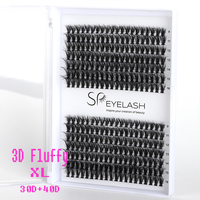 SP EYELASH Kit de Cils en Grappes DIY 3D Effet Vison Synthétique, Style Russe, 8-16mm, Courbure C D, Segments Pré-découpés, Extensions de Cils en Grappes Effilées