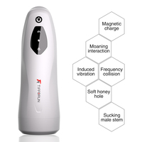 Neueste 10 Vibrations- und 5 Saugfrequenzen Erweiterungsfunktion Heizung Touchscreen Hautähnliches Material Elektrischer Automatischer Masturbator für Männer