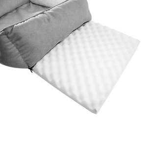 Lit pour chien de luxe personnalisé en tissu de velours côtelé gris, rembourré et épais, avec bords surélevés, housse amovible et lavable - Product Image 3