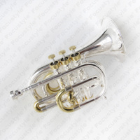 Pocket Trumpet Brass Body Monel Valves Silver and Gold Bb Tone 7C Mouthpiece Full Metal Finger Buttons Pocket Trumpet OEM