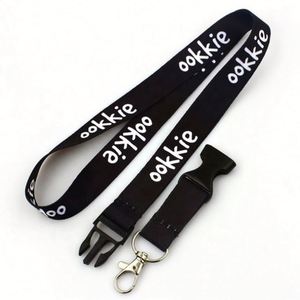 Wholesale Round Roll Phone Keychain Neck Rope Strap Blank <b>Polyester</b> Double Hook Black ID Card Cord Rope <b>Lanyard</b> - Product Image 2