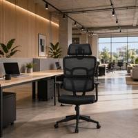 Chaise de bureau exécutive ergonomique pivotante à dossier haut en maille pour ordinateur, mobilier de bureau moderne en gros
