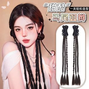 ต่อผมหางม้าถักเปียคู่แบบโทริส สไตล์ Y2K ที่ดูสมจริง ทำด้วยมือด้วยลวดทนความร้อนสูงเพื่อการจัดแต่งทรงผมที่ง่ายดาย - Product Image 2