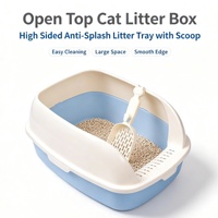 Bac à litière semi-fermé grand format anti-éclaboussures pour chat, avec pelle à litière, produit pour animaux domestiques