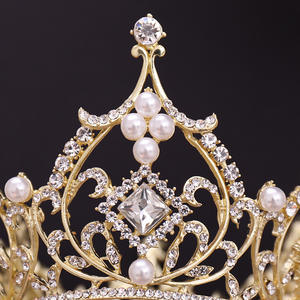 NianCan Meilleures ventes <span class=keywords><strong>Diadème</strong></span> de mariée baroque, forme carrée ou ronde, style Princesse, <span class=keywords><strong>avec</strong></span> perles et cristaux - Product Image 3