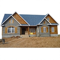 Maison préfabriquée moderne en bois à 2 chambres avec façade en pierre et structure en bois SPF, cabane modulaire pour construction résidentielle