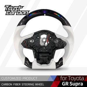 Volante de Fibra de Carbono Personalizado para <span class=keywords><strong>Toyota</strong></span> GR <span class=keywords><strong>Supra</strong></span> 2.0T/3.0T/Pro Special Edition/<span class=keywords><strong>GT4</strong></span> Concept con Cuero Perforado Blanco - Product Image 2