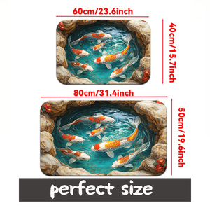 Alfombra con estampado 3D HD <span class=keywords><strong>de</strong></span> peces Koi, antideslizante, absorbente, lavable a máquina, <span class=keywords><strong>de</strong></span> poliéster, con diseño <span class=keywords><strong>de</strong></span> peces Koi nadando, 1 unidad - Product Image 5