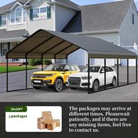 Abri de voiture en métal robuste 20x20 pieds, toit plat, acier galvanisé, abri de garage portable toutes saisons, pour 2 voitures, abri pour bateau