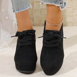 Nuovi tacchi alti <span class=keywords><strong>con</strong></span> <span class=keywords><strong>zeppa</strong></span> <span class=keywords><strong>con</strong></span> lacci per scarpe da donna che aumentano l'altezza e versatili - Product Image 4