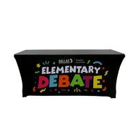 Housse de table portable personnalisée imprimée pour tables rectangulaires de 6 pi/8 pi, tissu extensible en spandex pour exposition