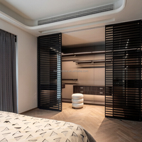 Aluminium-Innenschiebetüren mit Ultra-Schmalem Rahmen, Modern Minimalistisch, Doppelverglasung, Gehärtetes Glas, für Wohnzimmer und Außenbereich