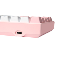 Produsen Keyboard Profesional Kustom Pink Spanyol 61 Tombol Keyboard Mekanik Keycaps Tembus Cahaya Merah Muda Keyboard Gaming Rgb