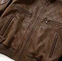 Jaket Bomber Pria Kerah Tegak Model Penerbang Vintage Aksen Kulit Kasual Gaya Jalanan
