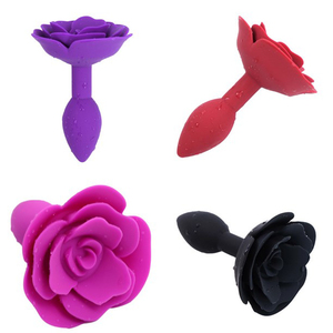 Plug Anal en forme de fleur de rose Plug Anal en Silicone souple Rouge Noir Rose Violet Rose Sex Toys Anal - Product Image 5
