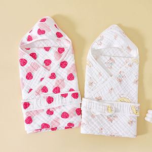 Quick-Dry Coral Hooded Bath Towel for Kids 100% Cotton Woven Cartoon <b>Blanket</b> for Children's Bathing - Product Image 5