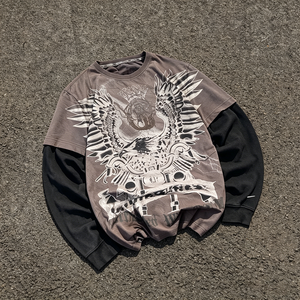 Camiseta de Manga Larga Personalizada, Extra Grande, Estilo Vintage, Lavado Ácido, Doble Capa, para Hombre, Algodón, Impresión <span class=keywords><strong>DGT</strong></span>, Estilo Y2K, Streetwear, OEM, ODM - Product Image 1