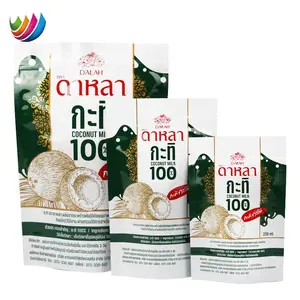 250ml 500ml 1000ml tùy chỉnh in ấn dừa sữa lỏng dây kéo đứng lên thực phẩm vặn lại túi túi cho nồi hấp