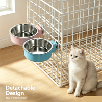 Bol à nourriture et à eau amovible, grand, portable, écologique, en acier inoxydable, pour chats, oiseaux, chiens, cage, poulailler